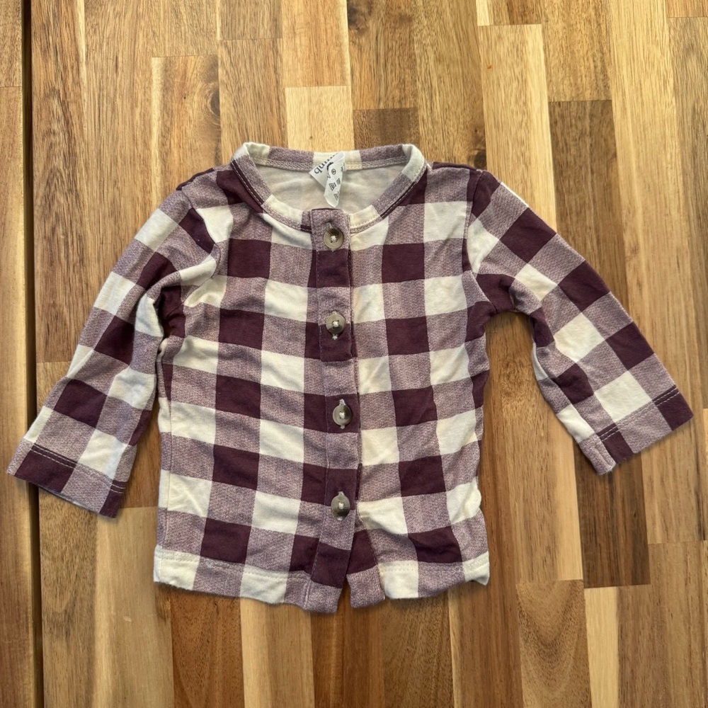 Kate‎ Quinn Bamboo 3-6 month long sleeve button down plaid checkered top